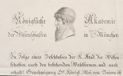 Et officielt dokument fra det kongelige videnskabsakademi i München af German School